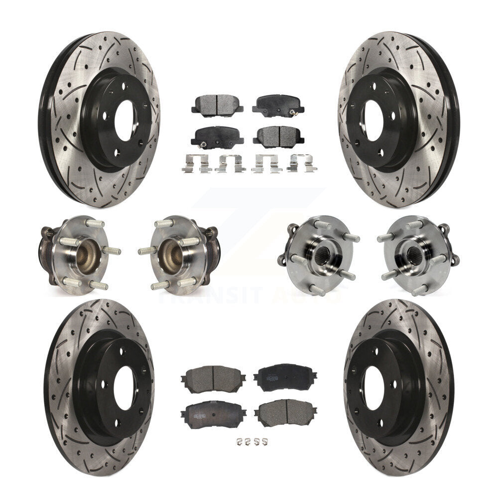 Kit de rotors et plaquettes de frein à disque revêtus de roulements de moyeu avant et arrière (10 pièces) pour Mazda