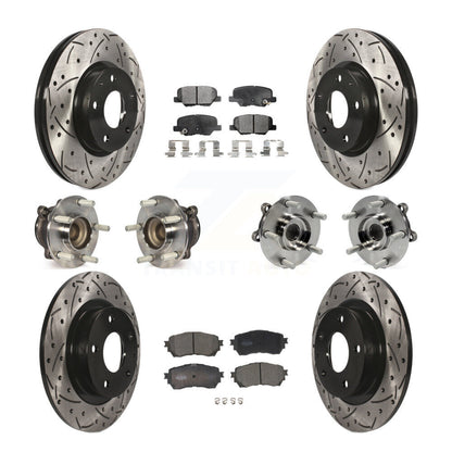 Kit de rotors et plaquettes de frein à disque revêtus de roulements de moyeu avant et arrière (10 pièces) pour Mazda