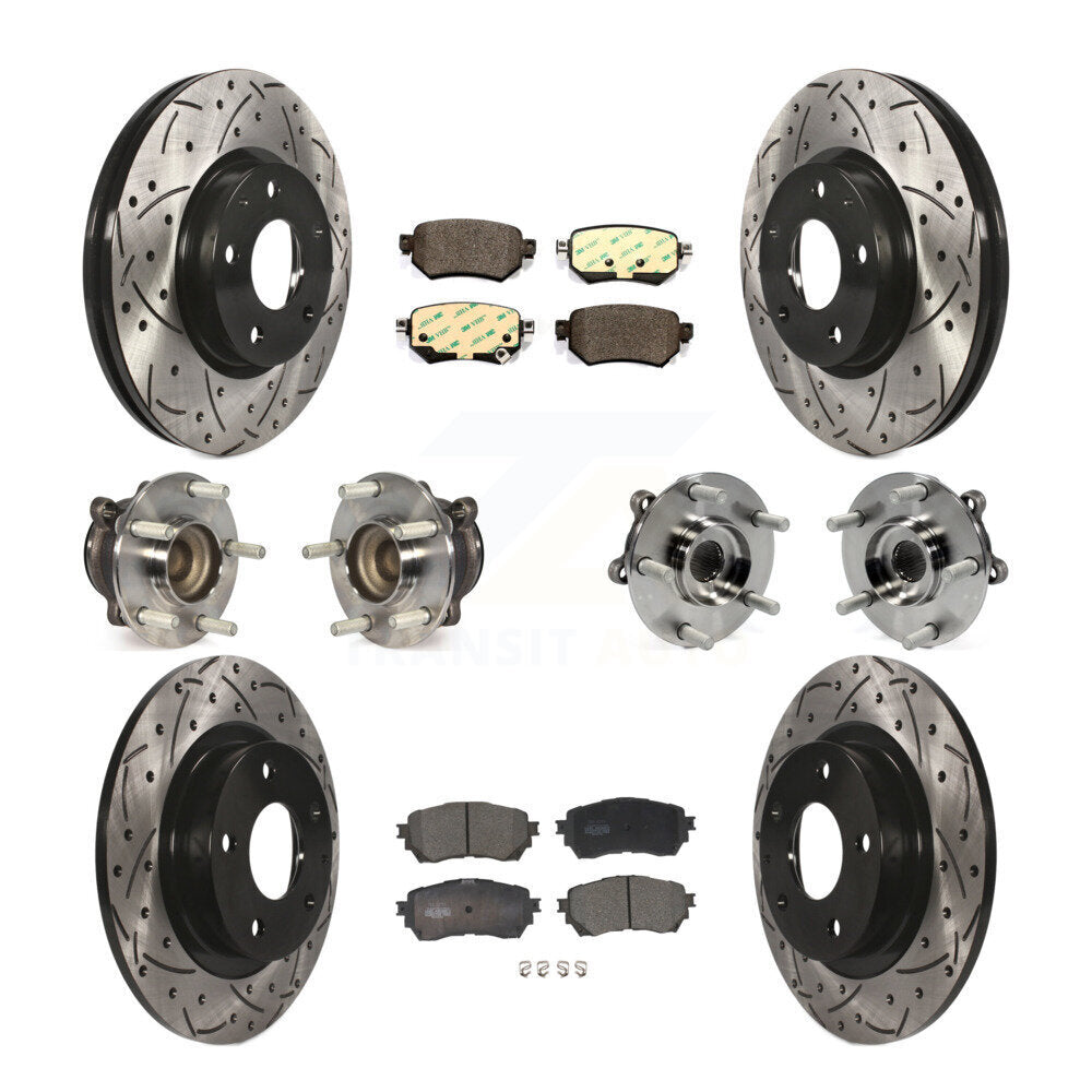 Kit de rotor et de plaquettes de frein revêtus de roulement de moyeu avant et arrière (10 pièces) pour Mazda 2016 – 2018