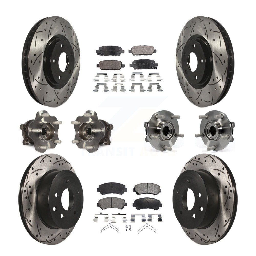 Kit de rotors et plaquettes de frein à disque revêtus de roulement de moyeu avant et arrière (10 pièces) pour Nissan Juk