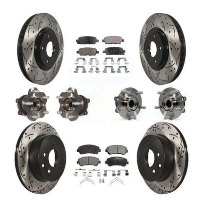 Kit de rotors et plaquettes de frein à disque revêtus de roulement de moyeu avant et arrière (10 pièces) pour Nissan Juk