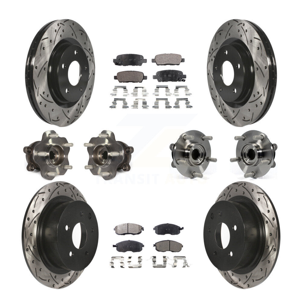 Kit de rotors et plaquettes de frein à disque revêtus de roulement de moyeu avant et arrière (10 pièces) pour Nissan Juk