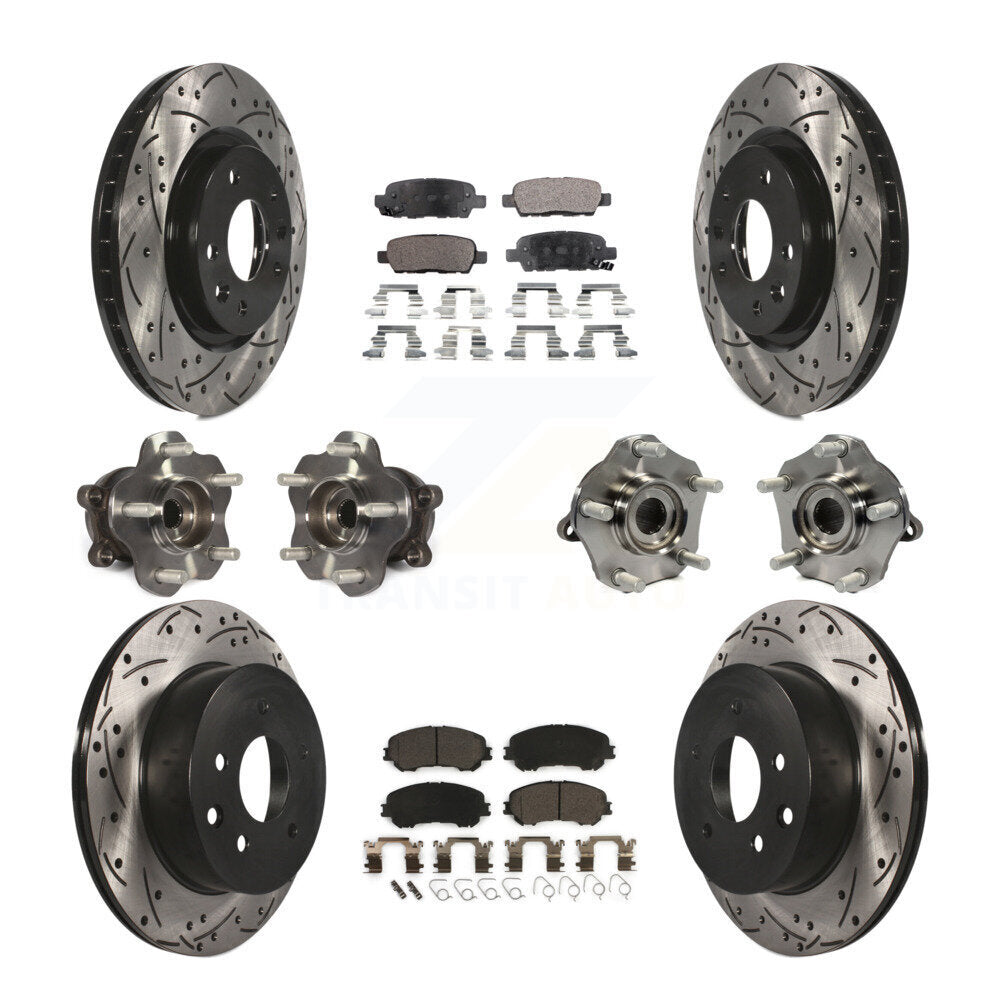 Kit de plaquettes de rotor de frein enduites de roulement de moyeu avant et arrière (10 pièces) pour Nissan Rogue Spor