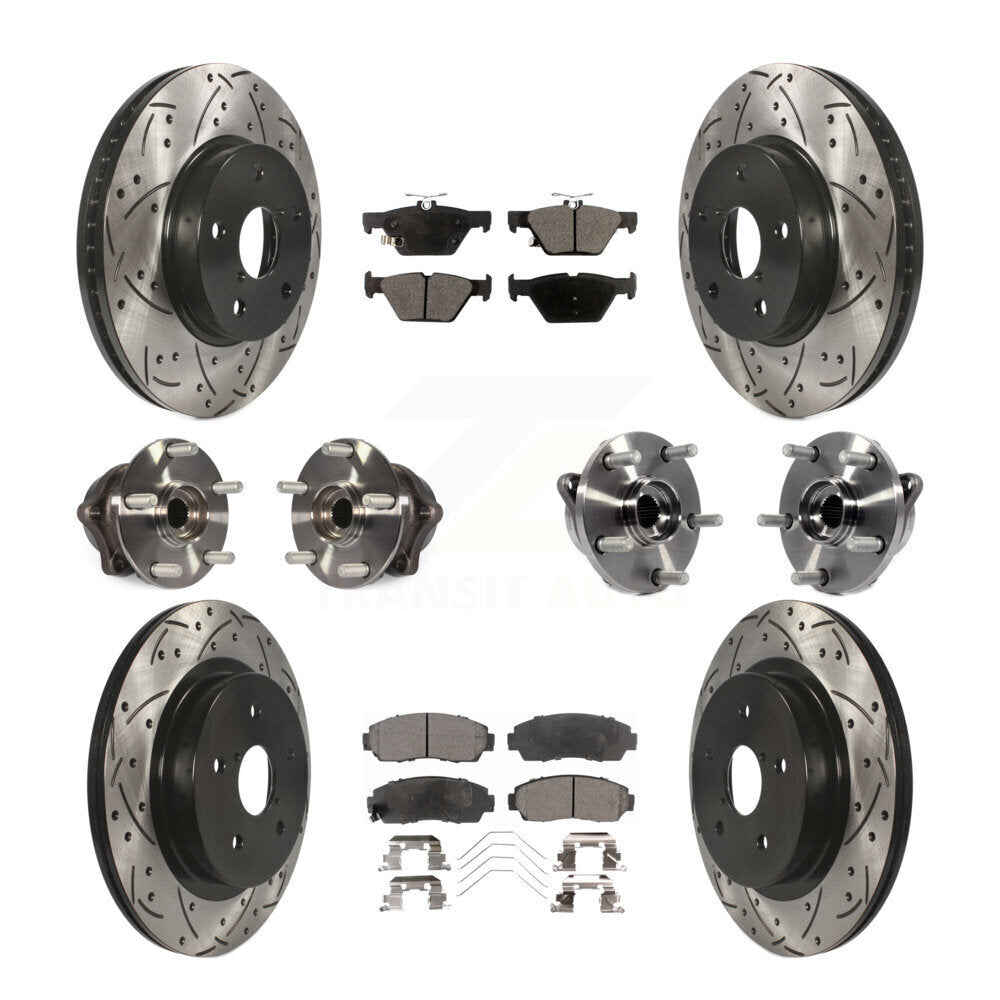 Kit de plaquettes de rotor de frein enduites de roulement de moyeu avant et arrière (10 pièces) pour Subaru Legacy 2.5