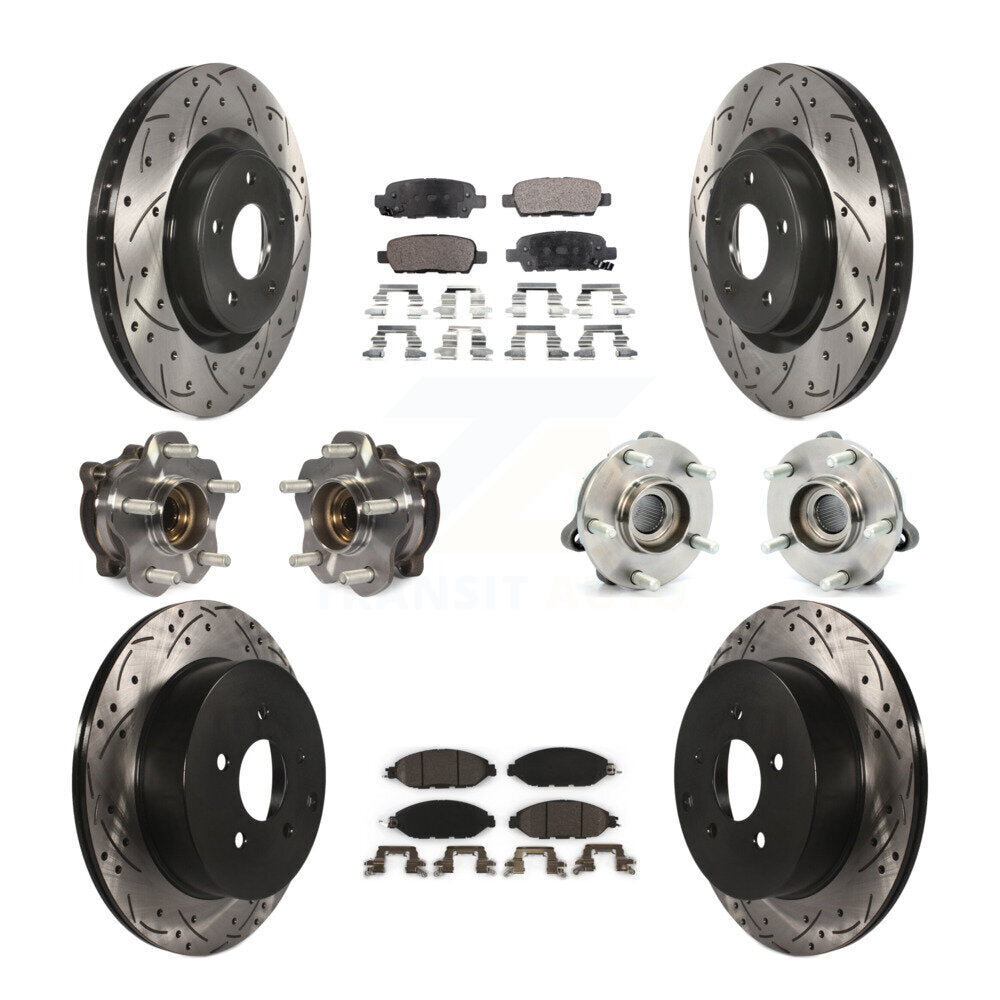 Kit de rotor et de plaquettes de frein revêtus de roulement de moyeu avant et arrière (10 pièces) pour Nissan Pathfinde