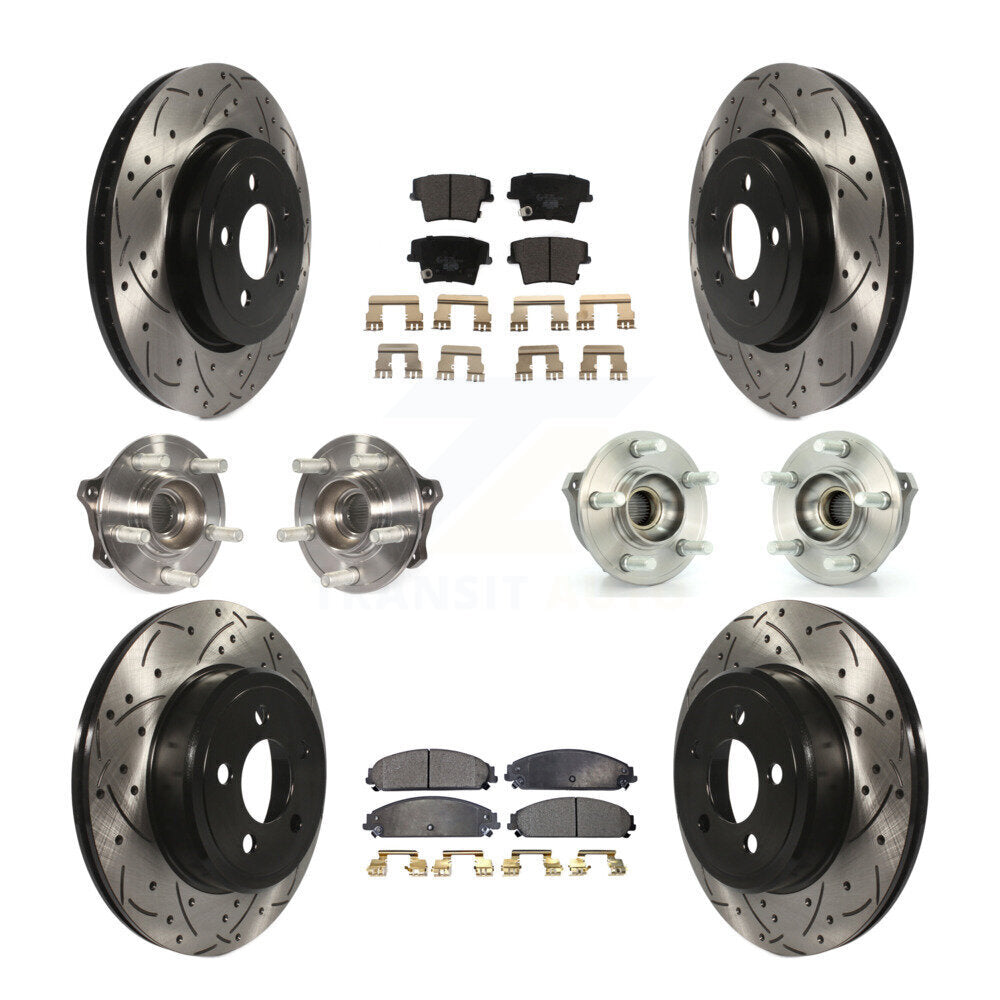 Kit de rotor et de plaquettes de frein revêtus de roulement de moyeu avant et arrière (10 pièces) pour Dodge Charger 30