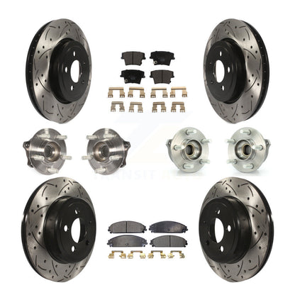 Kit de rotor et de plaquettes de frein revêtus de roulement de moyeu avant et arrière (10 pièces) pour Dodge Charger 30