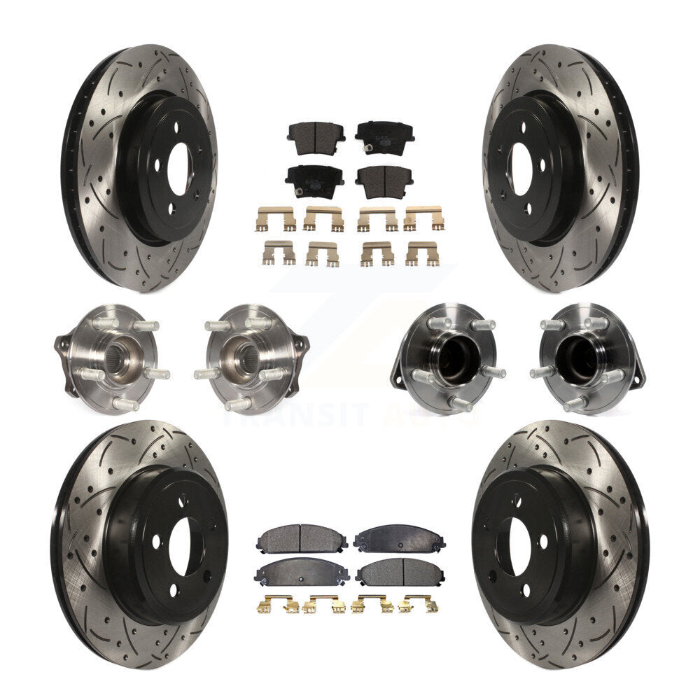 Kit de rotor et de plaquettes de frein revêtus de roulement de moyeu avant et arrière (10 pièces) pour Dodge Charger 30