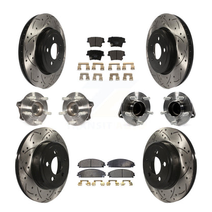 Kit de rotor et de plaquettes de frein revêtus de roulement de moyeu avant et arrière (10 pièces) pour Dodge Charger 30