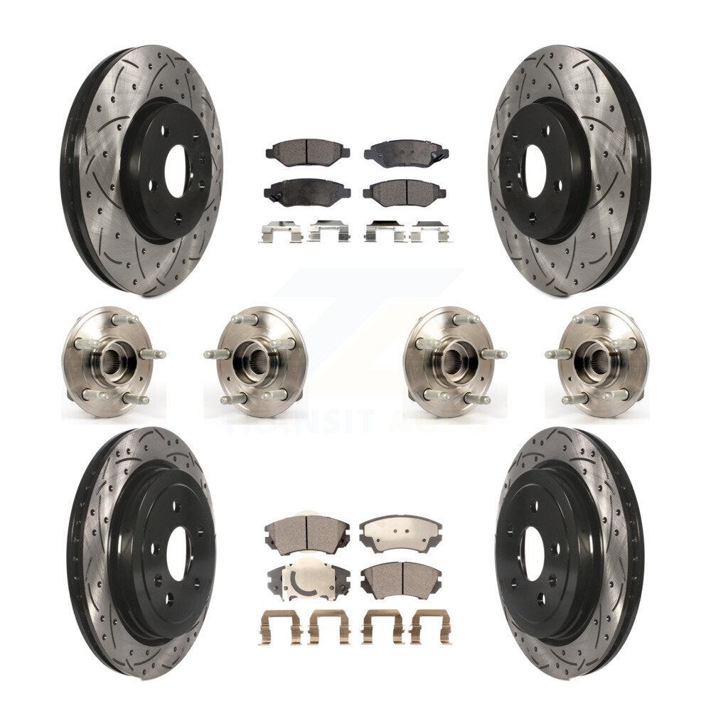 Kit de rotors et plaquettes de frein revêtus de roulement de moyeu avant et arrière (10 pièces) pour Chevrolet Camar
