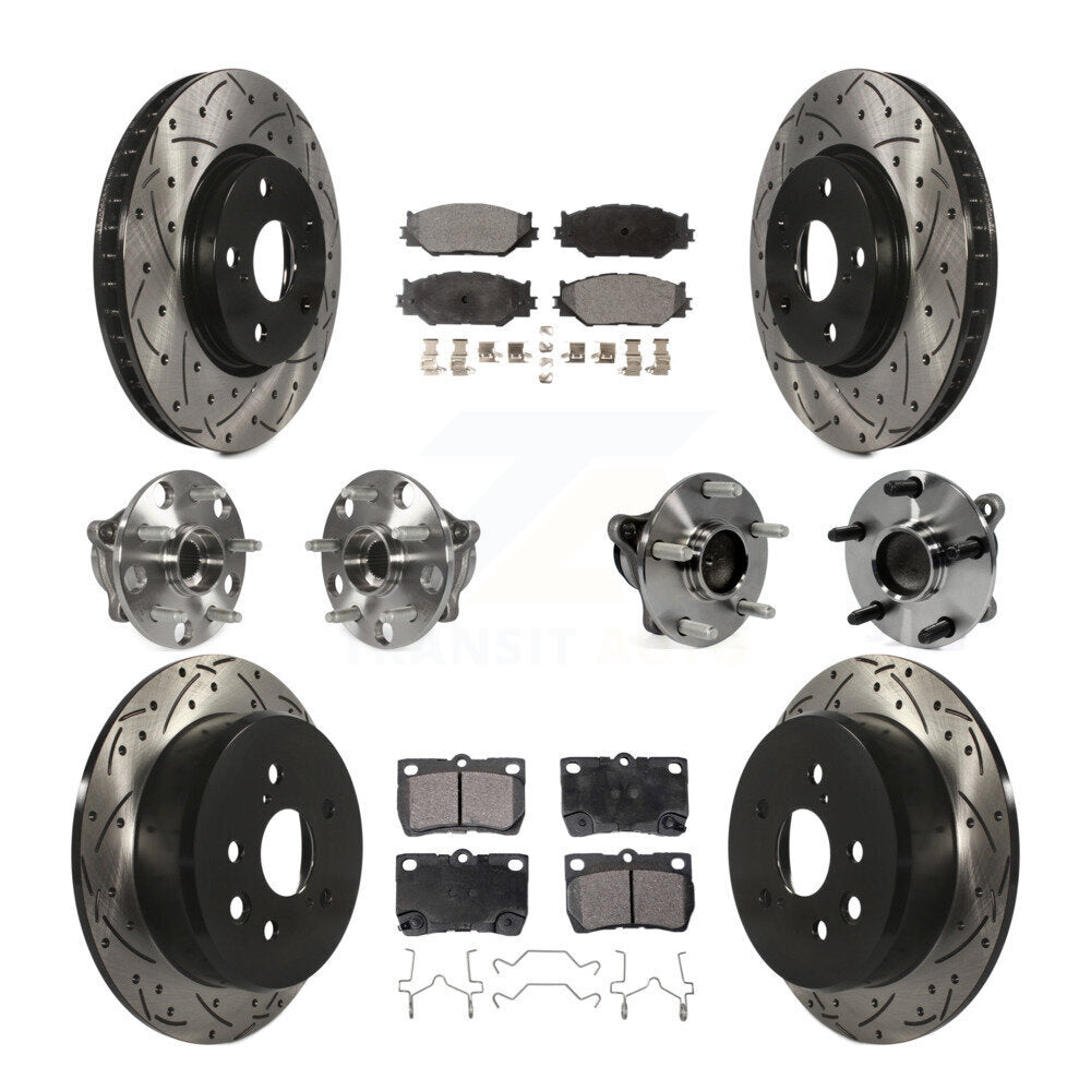 Kit de rotors et plaquettes de frein à disque revêtus de roulement de moyeu avant et arrière (10 pièces) pour Lexus IS25