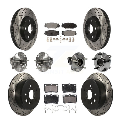 Kit de rotors et plaquettes de frein à disque revêtus de roulement de moyeu avant et arrière (10 pièces) pour Lexus IS25