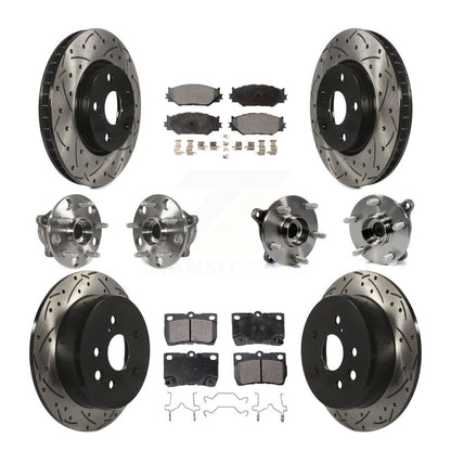 Kit de rotors et plaquettes de frein à disque revêtus de roulement de moyeu avant et arrière (10 pièces) pour Lexus IS25