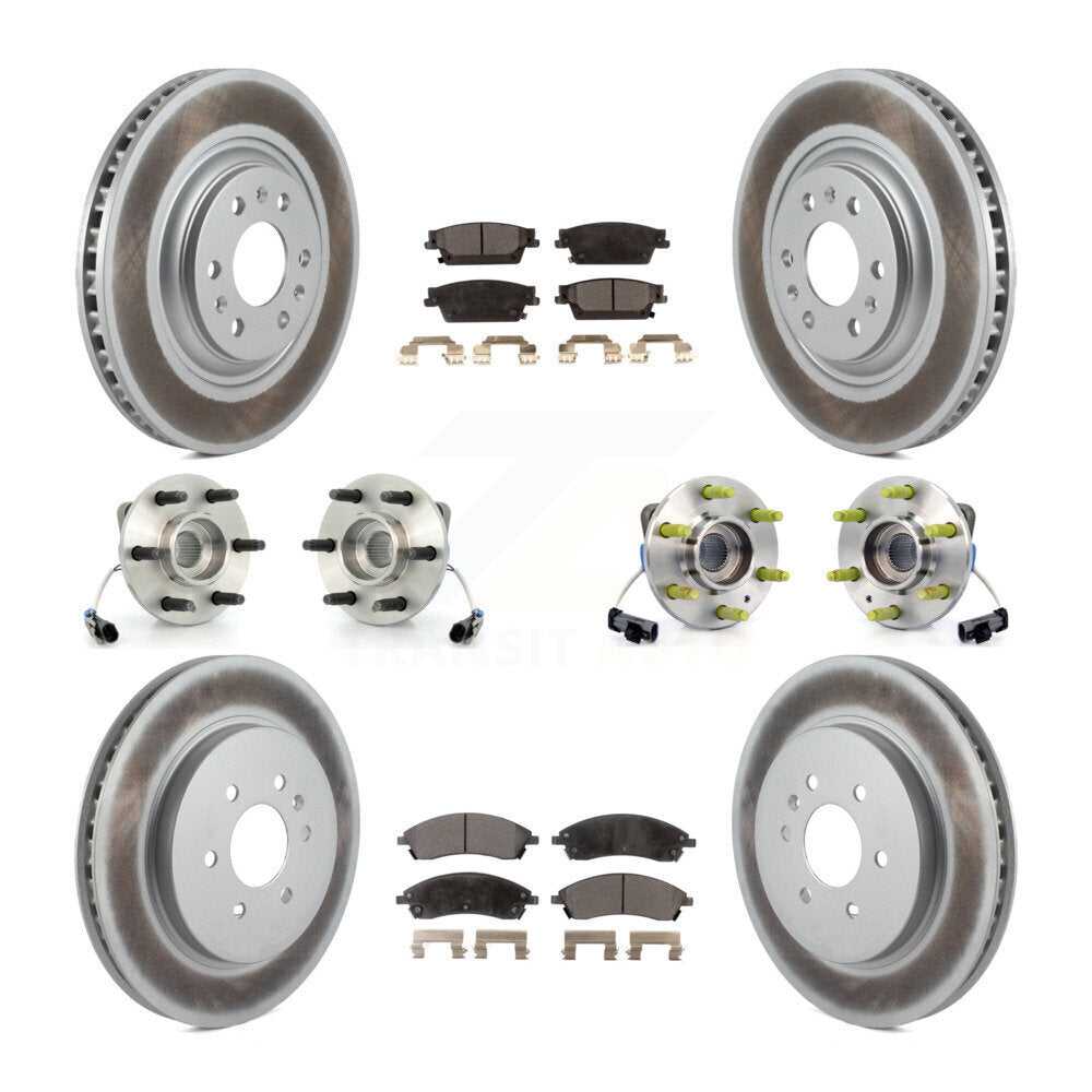 Kit de rotors et plaquettes de frein revêtus de roulement de moyeu avant et arrière (10 pièces) pour Cadillac SRX AW