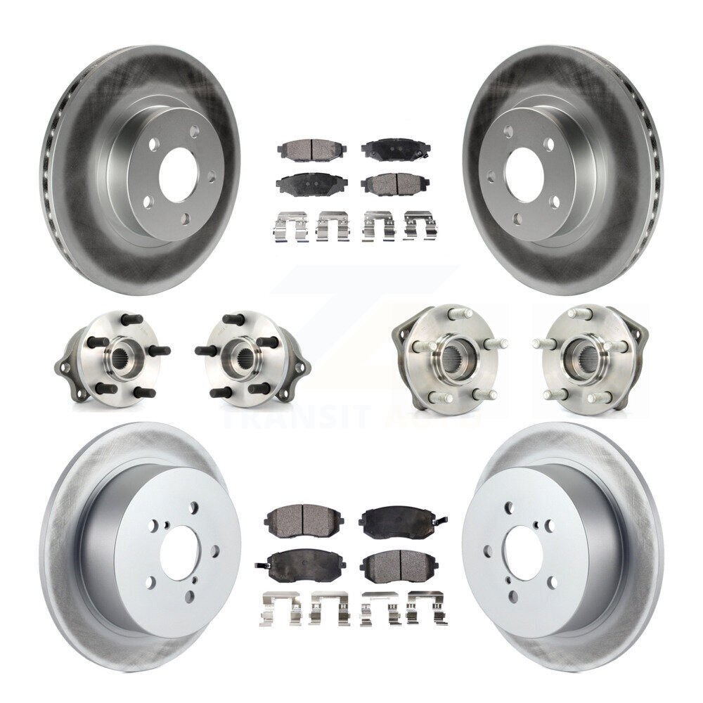 Kit de plaquettes de rotor de frein à disque revêtues de roulement de moyeu avant et arrière (10 pièces) pour Subaru Legac