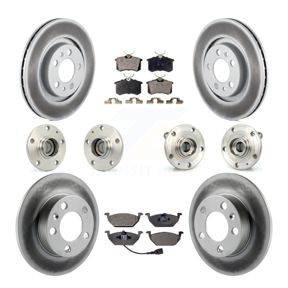 Kit de rotors et plaquettes de frein revêtus de roulement de moyeu avant et arrière (10 pièces) pour Volkswagen Jett