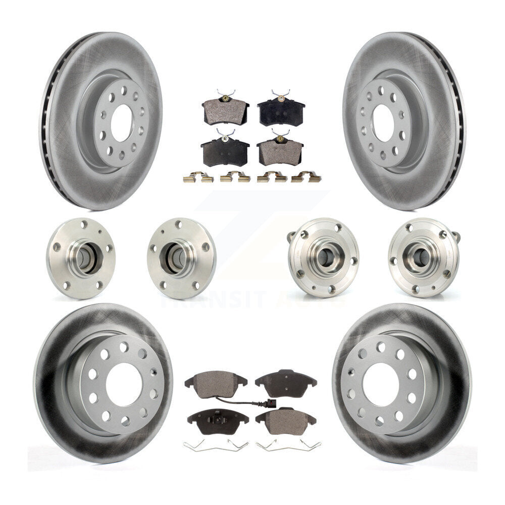 Kit de rotors et plaquettes de frein revêtus de roulement de moyeu avant et arrière (10 pièces) pour Volkswagen Jett