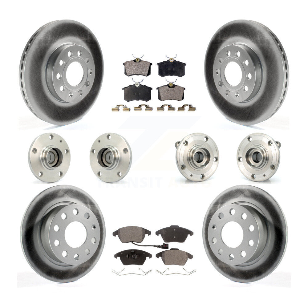 Kit de rotors et plaquettes de frein revêtus de roulement de moyeu avant et arrière (10 pièces) pour Volkswagen Jett