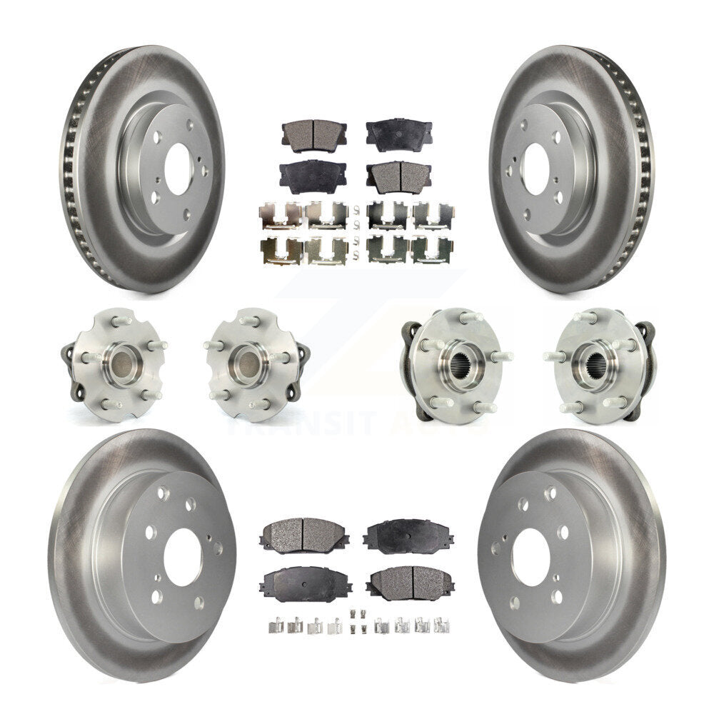Kit de rotors et plaquettes de frein à disque revêtus de roulement de moyeu avant et arrière (10 pièces) pour Toyota RAV