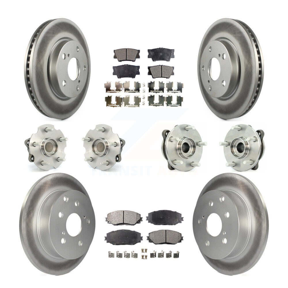 Kit de rotors et plaquettes de frein à disque revêtus de roulement de moyeu avant et arrière (10 pièces) pour Toyota RAV