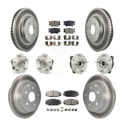 Kit de rotors et plaquettes de frein à disque revêtus de roulement de moyeu avant et arrière (10 pièces) pour Toyota RAV