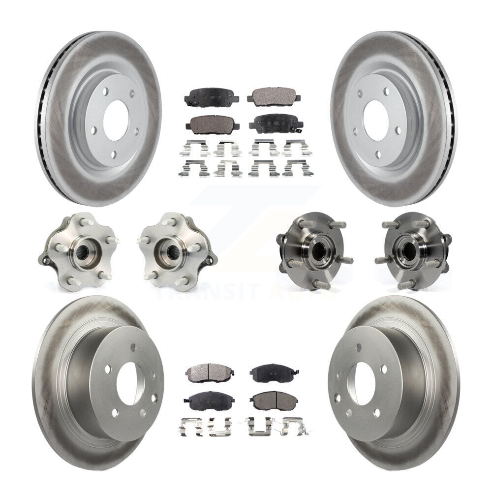 Kit de rotors et plaquettes de frein à disque revêtus de roulement de moyeu avant et arrière (10 pièces) pour Nissan Juk