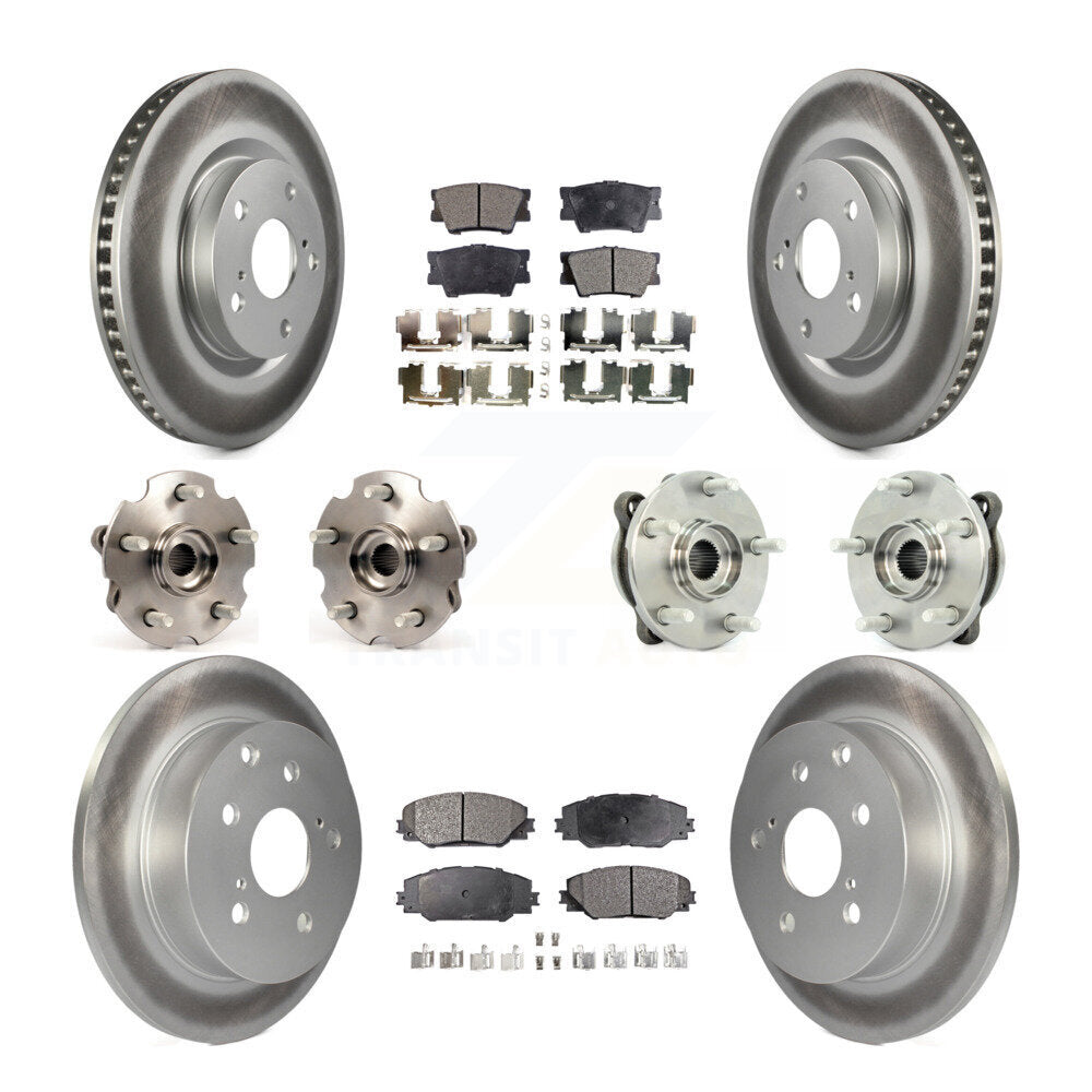 Kit de rotors et plaquettes de frein à disque revêtus de roulement de moyeu avant et arrière (10 pièces) pour Toyota RAV
