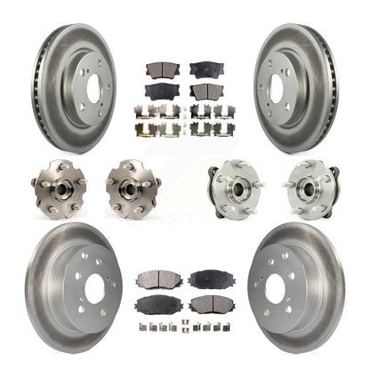 Kit de rotors et plaquettes de frein à disque revêtus de roulement de moyeu avant et arrière (10 pièces) pour Toyota RAV