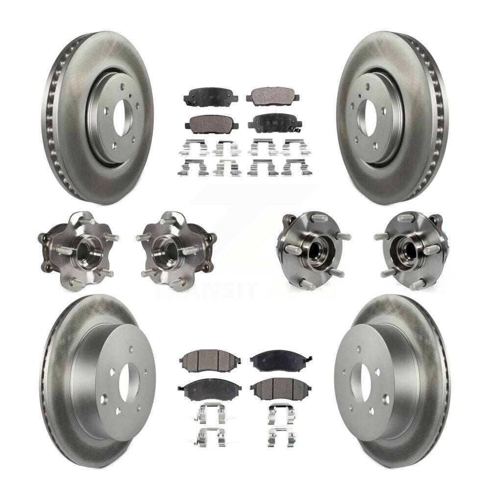 Kit de plaquettes de rotor de frein enduites de roulement de moyeu avant et arrière (10 pièces) pour INFINITI FX35 FX3