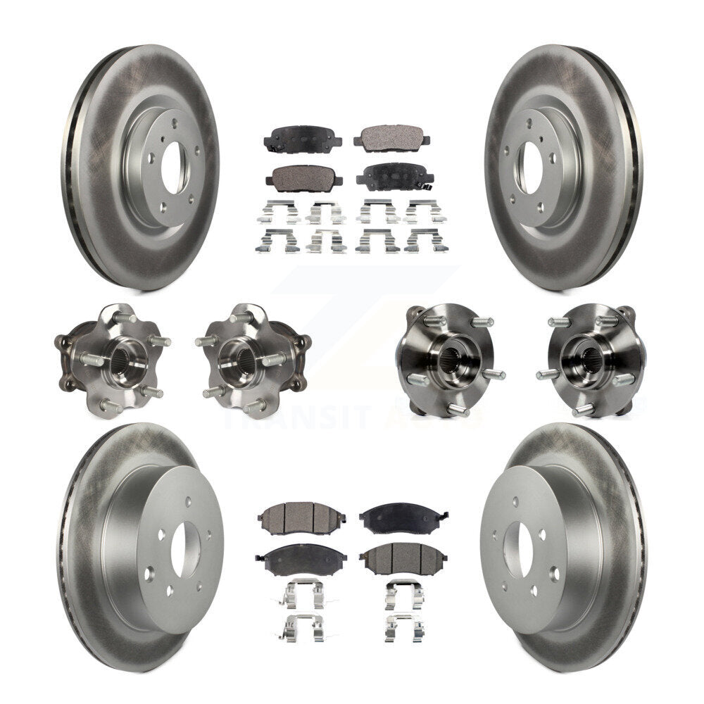 Kit de rotor et de plaquettes de frein revêtus de roulement de moyeu avant et arrière (10 pièces) pour INFINITI QX70 AW