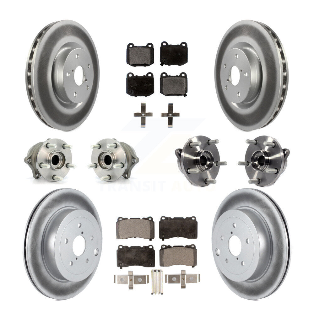 Kit de plaquettes de rotor de frein enduites de roulement de moyeu avant et arrière (10 pièces) pour Subaru Impreza WR