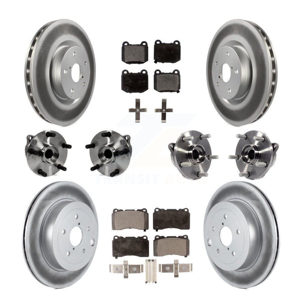 Kit de plaquettes de rotor de frein enduites de roulement de moyeu avant et arrière (10 pièces) pour Subaru Impreza WR