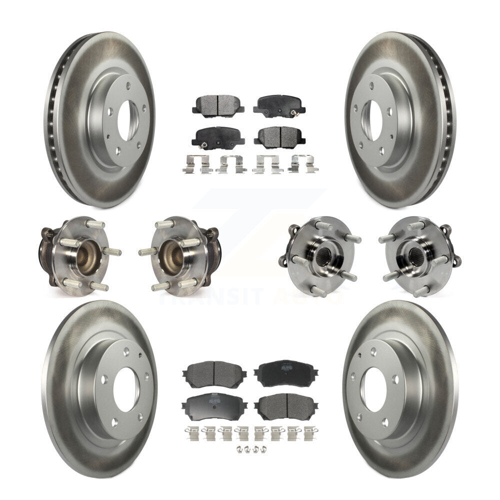 Kit de rotors et plaquettes de frein à disque revêtus de roulements de moyeu avant et arrière (10 pièces) pour Mazda