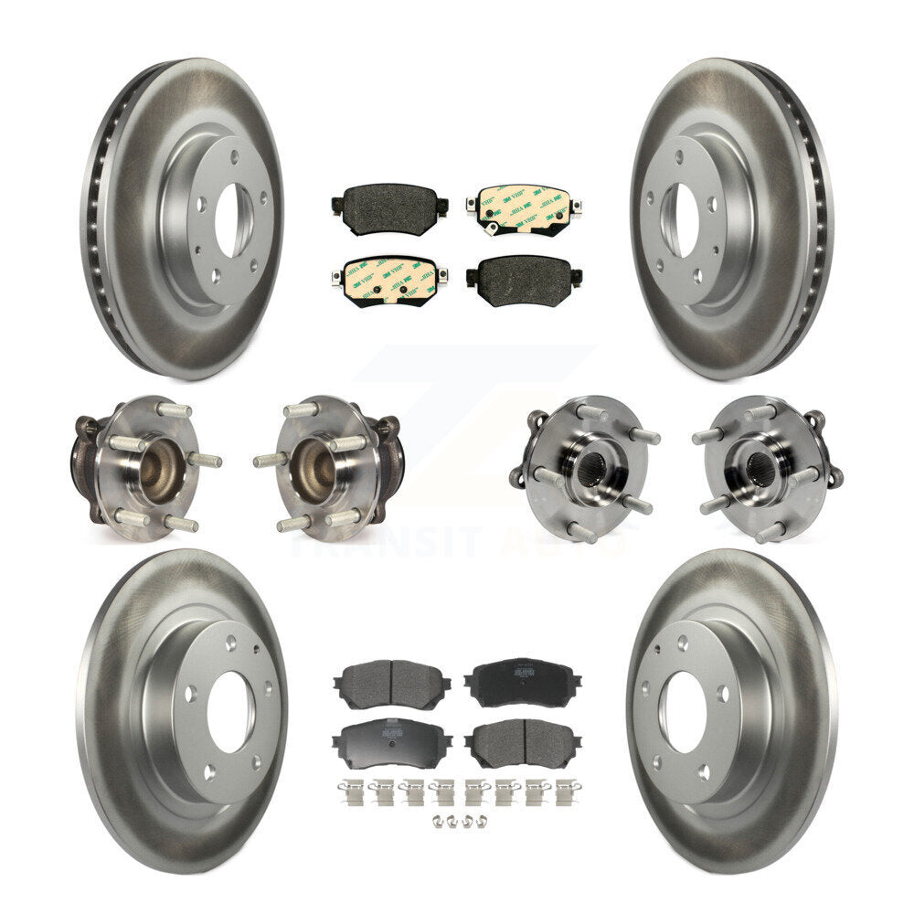 Kit de rotor et de plaquettes de frein revêtus de roulement de moyeu avant et arrière (10 pièces) pour Mazda 2016 – 2018
