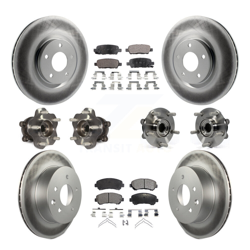 Kit de rotors et plaquettes de frein à disque revêtus de roulement de moyeu avant et arrière (10 pièces) pour Nissan Juk