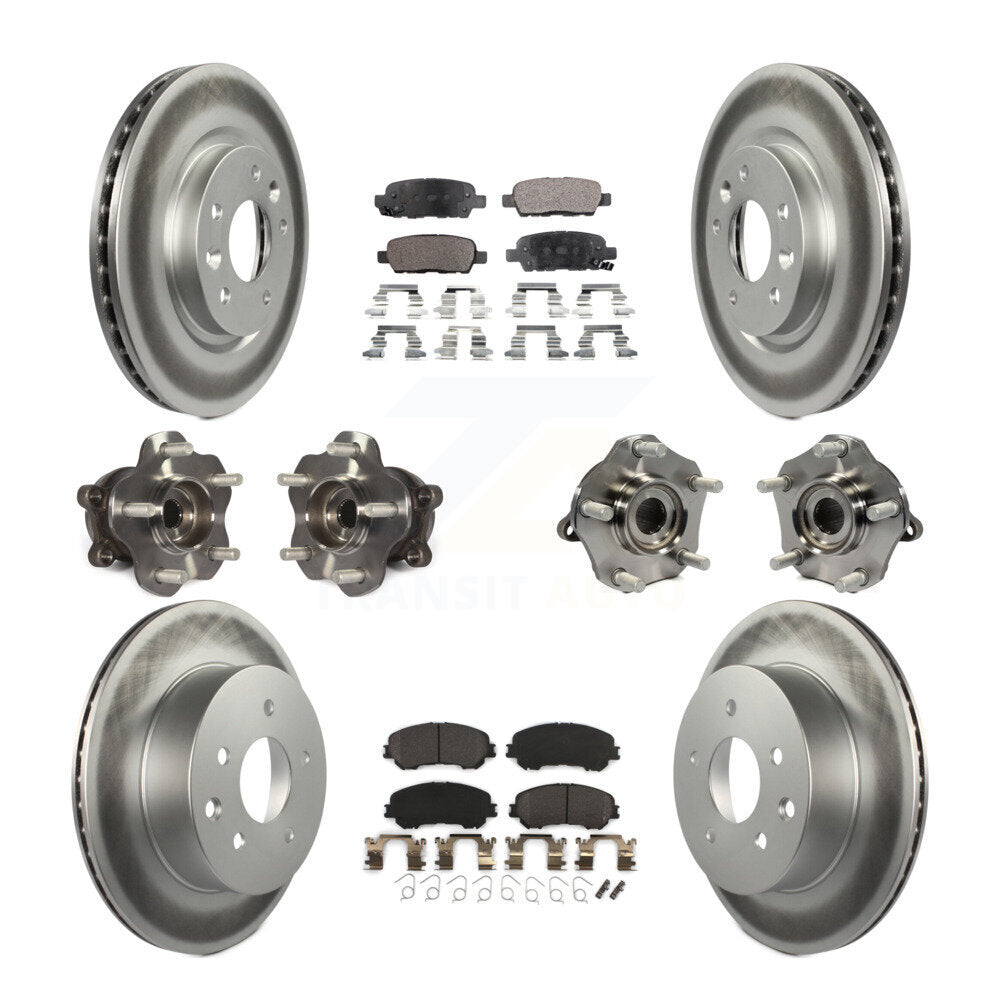 Kit de plaquettes de rotor de frein enduites de roulement de moyeu avant et arrière (10 pièces) pour Nissan Rogue Spor