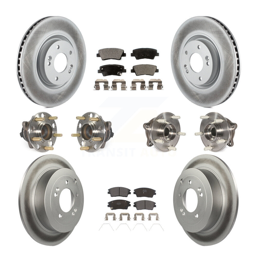 Kit de rotor et de plaquettes de frein à disque revêtus de roulement de moyeu avant et arrière (10 pièces) pour Kia Sportag