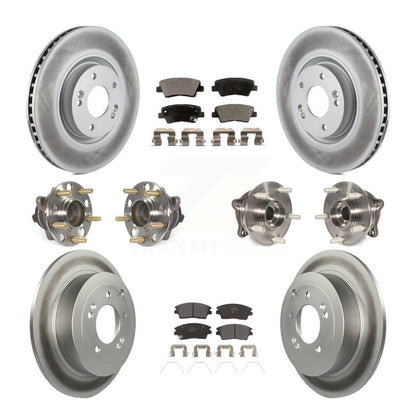 Kit de rotor et de plaquettes de frein à disque revêtus de roulement de moyeu avant et arrière (10 pièces) pour Kia Sportag