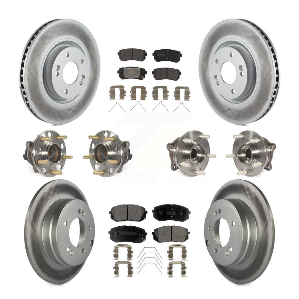 Kit de rotor et de plaquettes de frein à disque revêtus de roulement de moyeu avant et arrière (10 pièces) pour Kia Optim