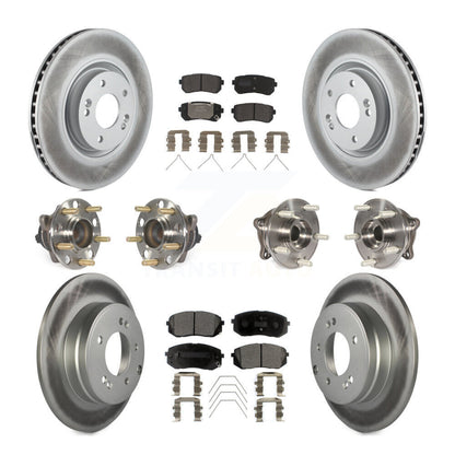 Kit de rotor et de plaquettes de frein à disque revêtus de roulement de moyeu avant et arrière (10 pièces) pour Kia Optim