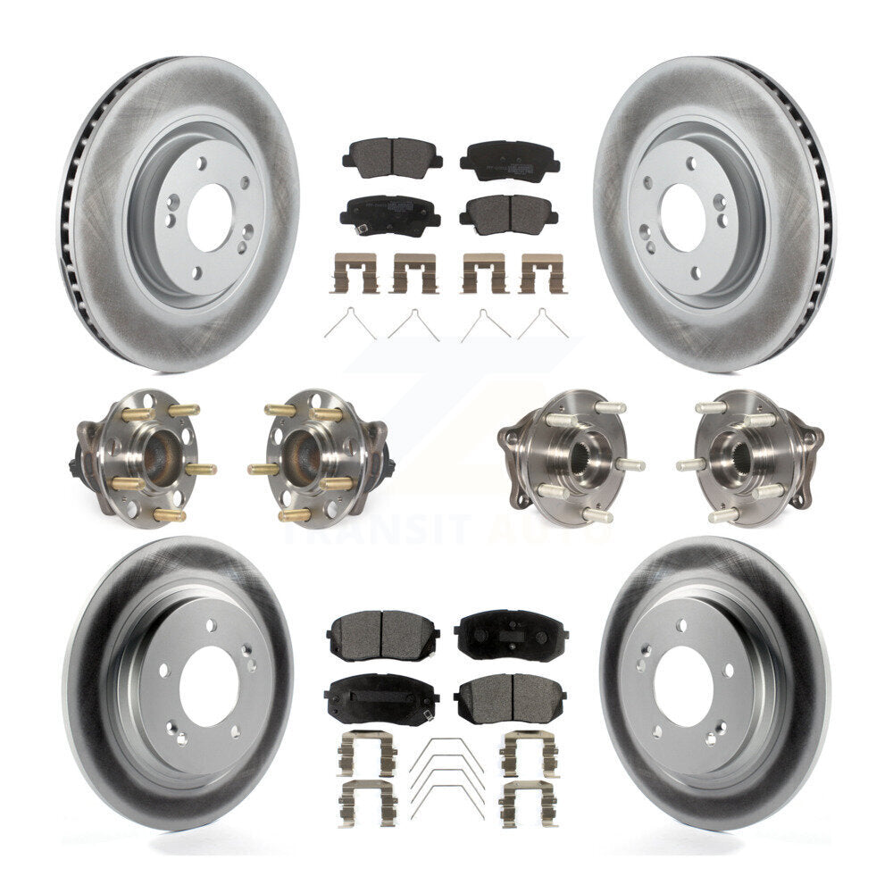 Kit de rotor et de plaquettes de frein à disque revêtus de roulement de moyeu avant et arrière (10 pièces) pour Kia Optim
