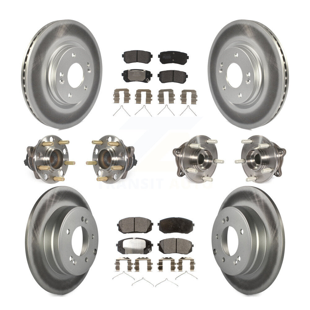 Kit de rotor et de plaquettes de frein à disque revêtus de roulement de moyeu avant et arrière (10 pièces) pour Kia Optim