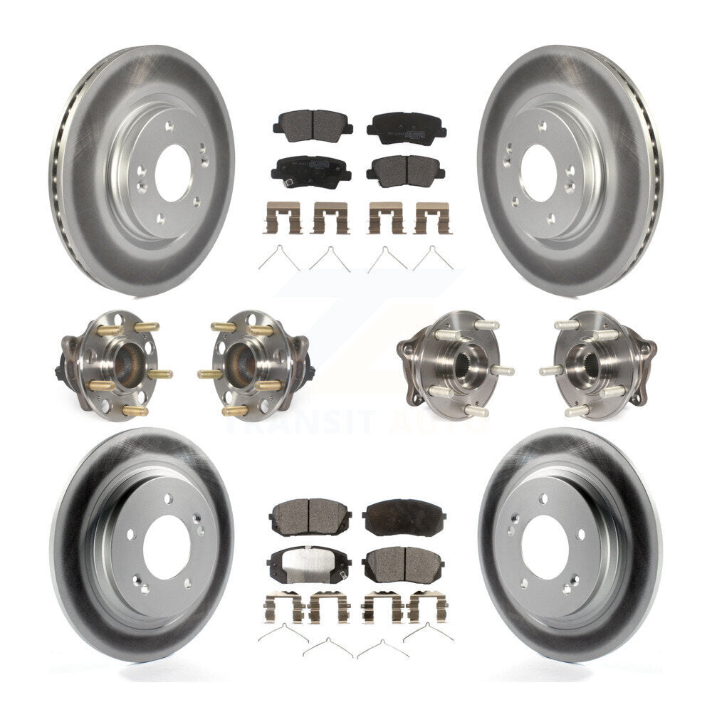 Kit de rotor et de plaquettes de frein à disque revêtus de roulement de moyeu avant et arrière (10 pièces) pour Kia Optim