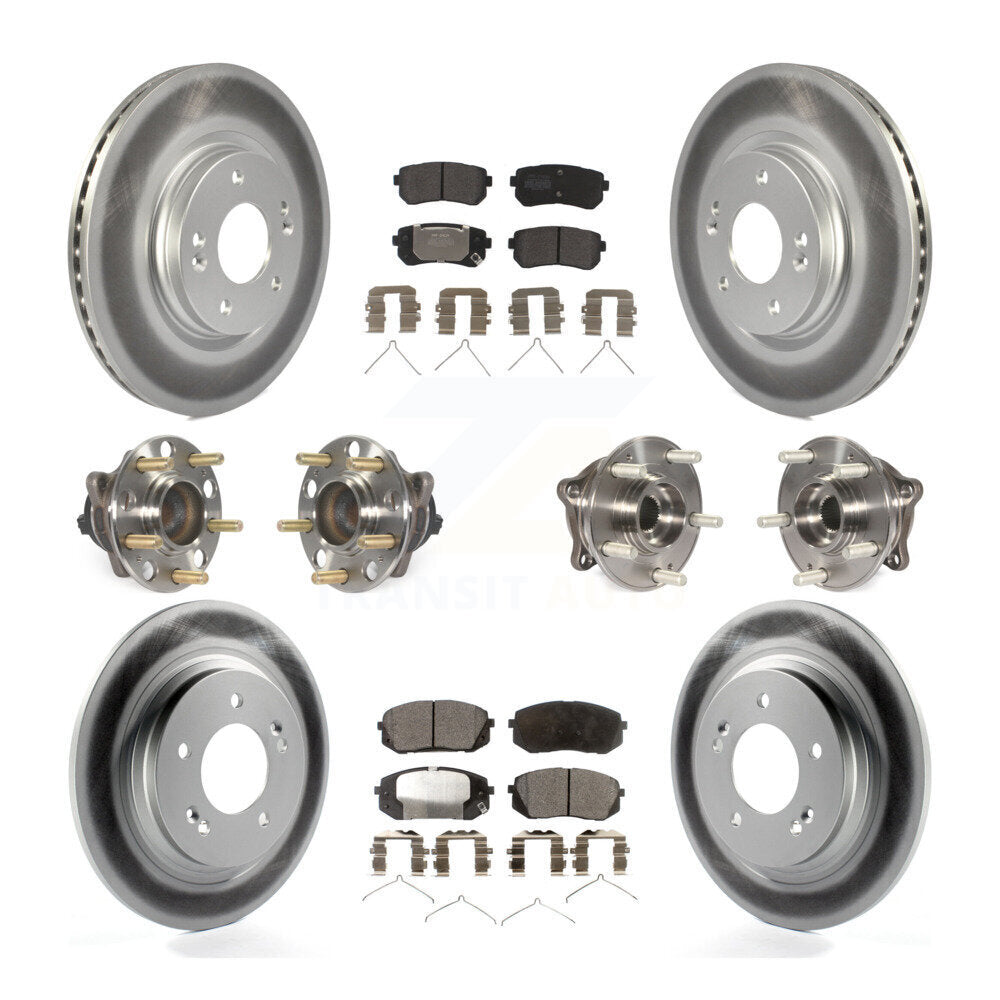 Kit de rotor et de plaquettes de frein à disque revêtus de roulement de moyeu avant et arrière (10 pièces) pour Kia Optim