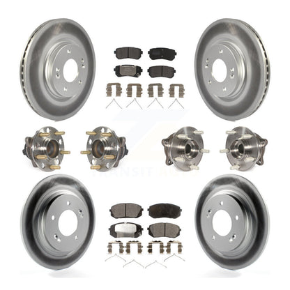 Kit de rotor et de plaquettes de frein à disque revêtus de roulement de moyeu avant et arrière (10 pièces) pour Kia Optim
