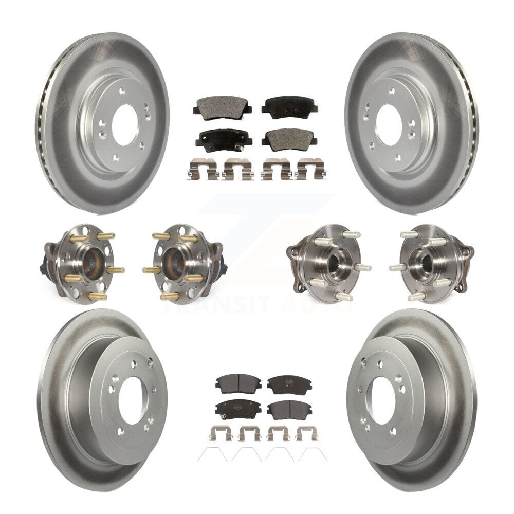 Kit de plaquettes de rotor de frein enduites de roulement de moyeu avant et arrière (10 pièces) pour Hyundai Tucson Ki