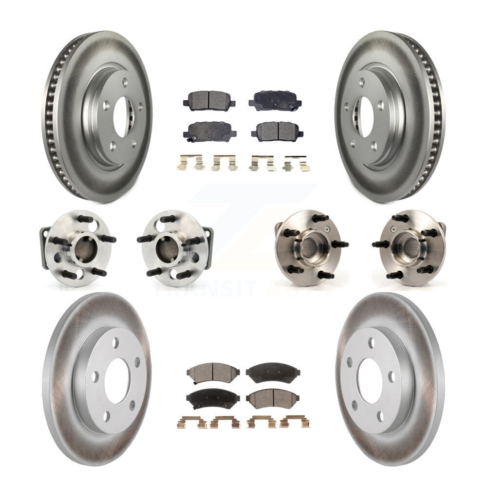 Kit de plaquettes de rotor de frein enduites de roulement de moyeu avant et arrière (10 pièces) pour Pontiac Grand Pri