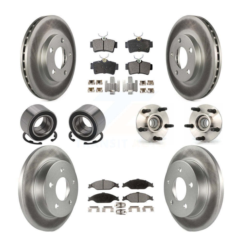 Kit de rotor de frein et patins de frein revêtus de roulement de moyeu avant et arrière (10 pièces) pour Ford Mustang