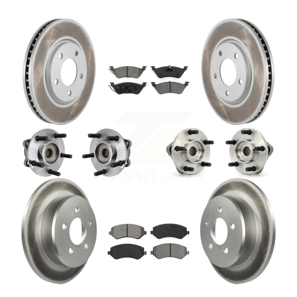 Kit de rotors et plaquettes de frein revêtus de roulement de moyeu avant et arrière (10 pièces) pour Chrysler Voyage