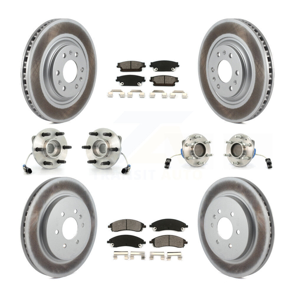 Kit de rotors et plaquettes de frein revêtus de roulement de moyeu avant et arrière (10 pièces) pour Cadillac SRX RW